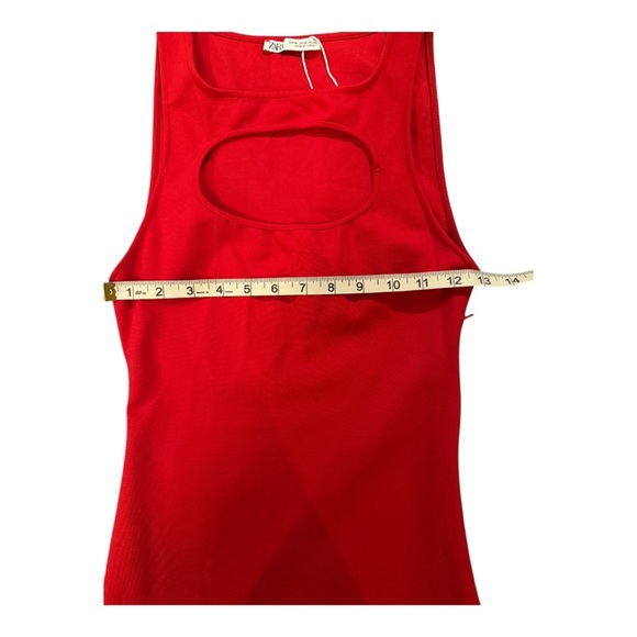 ZARA Red Mini Bodycon Dress Cut Out Sz M Party Club Flattering - Picture 14 of 15